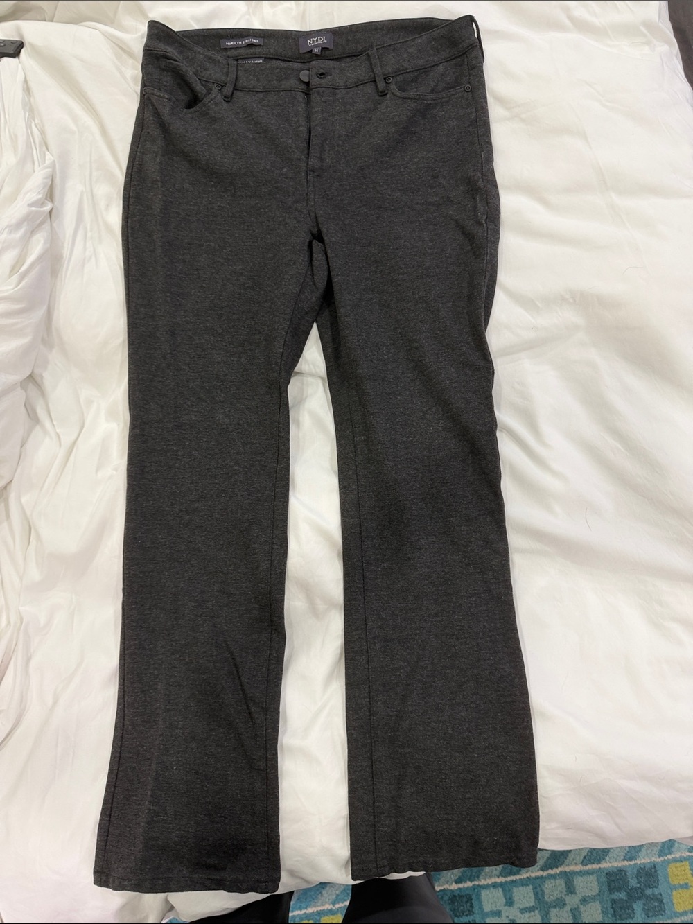 NYDJ Marilyn Straight Charcoal Stretch Knit Pants